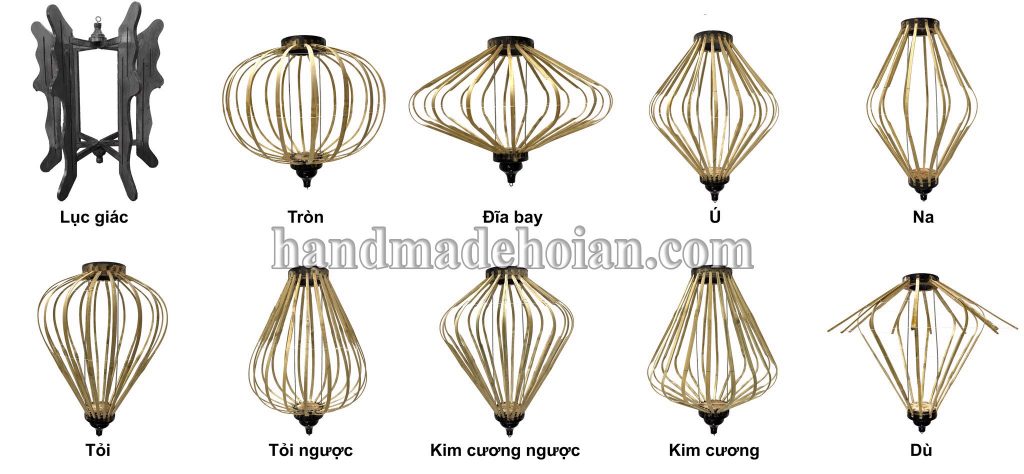 kiểu dáng đèn lồng khung tre